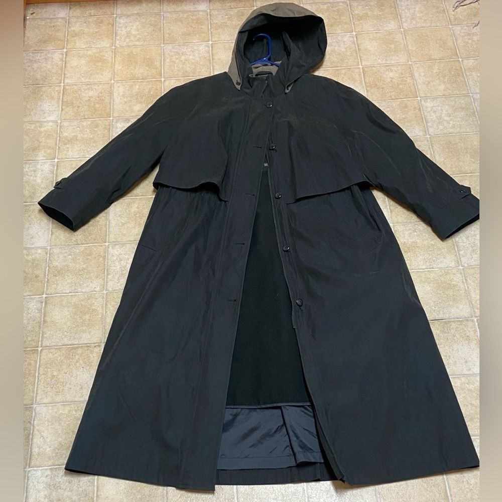 FS RAINWEAR Classic Women's Charcoal Gray Hooded Coat Convertible Size 16